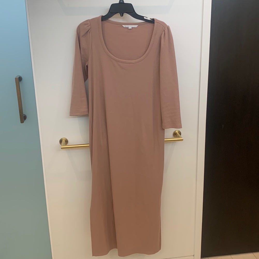 Maternity - The nines by hatch brand-puff sleeved maxi dress-long sleeved